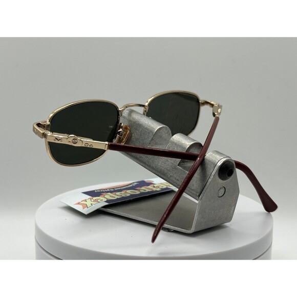 Vintage Eyeglasses NOS Small Red Rectangle Metal Blue Mirror POLARIZED Lens 00s - Picture 8 of 10